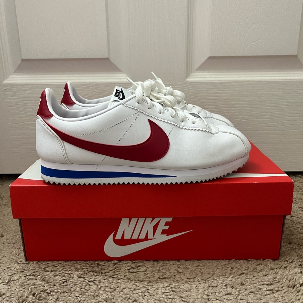 Classic Cortez Leather Sneakers Red White Blue